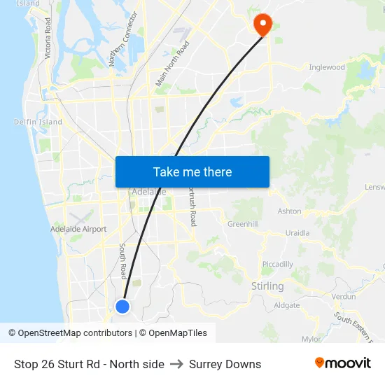Stop 26 Sturt Rd - North side to Surrey Downs map
