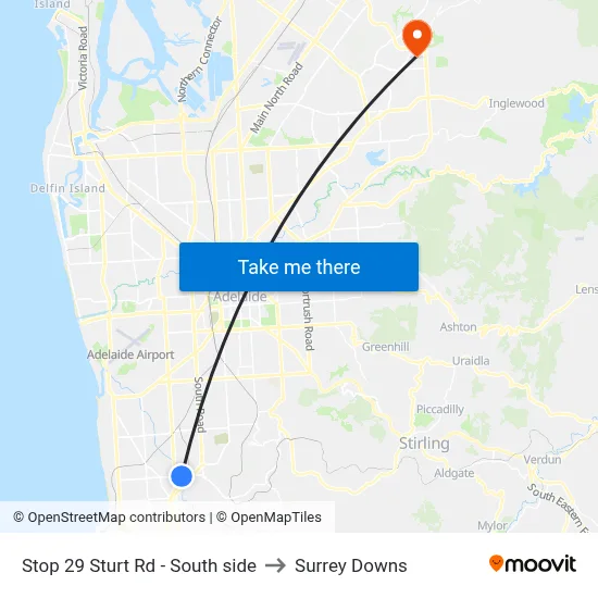 Stop 29 Sturt Rd - South side to Surrey Downs map