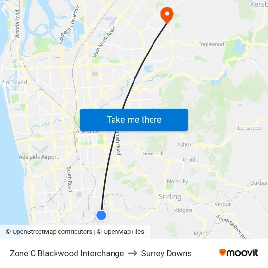 Zone C Blackwood Interchange to Surrey Downs map