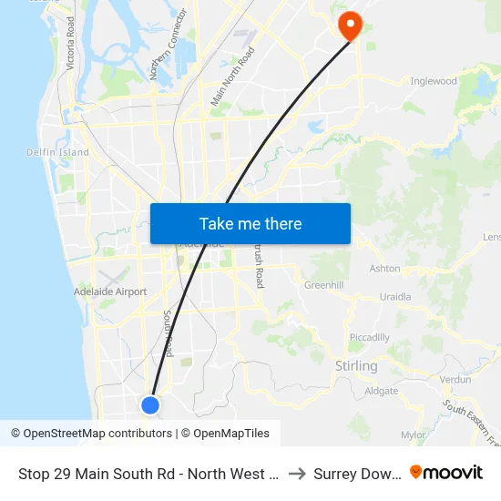 Stop 29 Main South Rd - North West side to Surrey Downs map