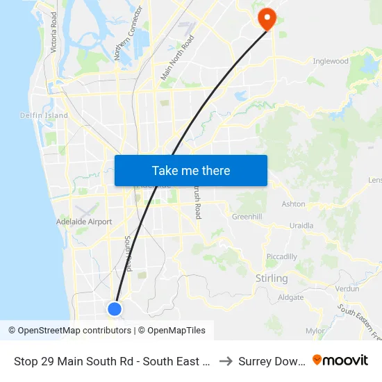 Stop 29 Main South Rd - South East side to Surrey Downs map
