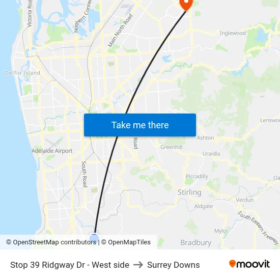 Stop 39 Ridgway Dr - West side to Surrey Downs map