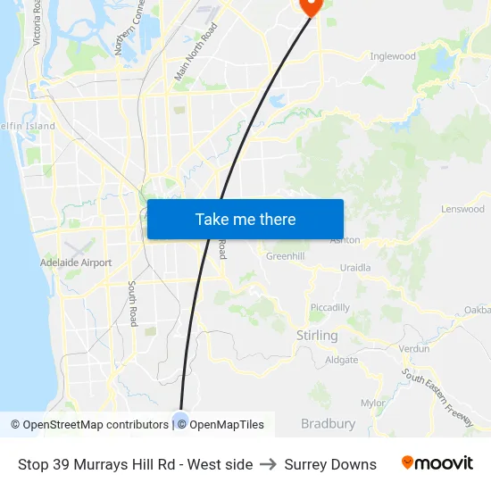 Stop 39 Murrays Hill Rd - West side to Surrey Downs map