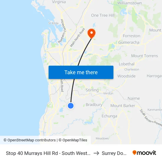 Stop 40 Murrays Hill Rd - South West side to Surrey Downs map