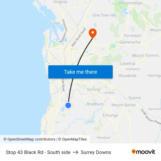 Stop 43 Black Rd - South side to Surrey Downs map