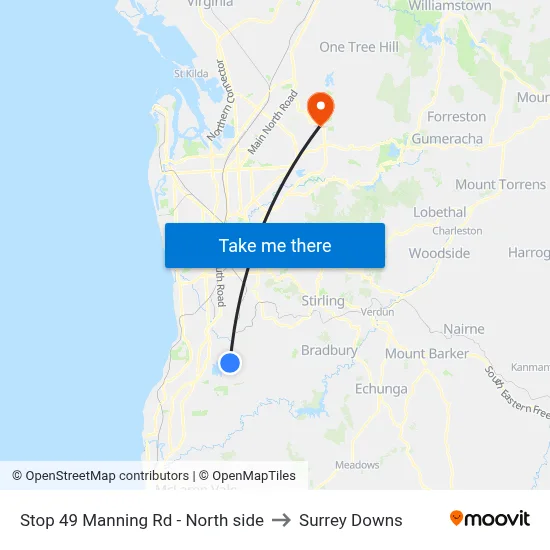 Stop 49 Manning Rd - North side to Surrey Downs map