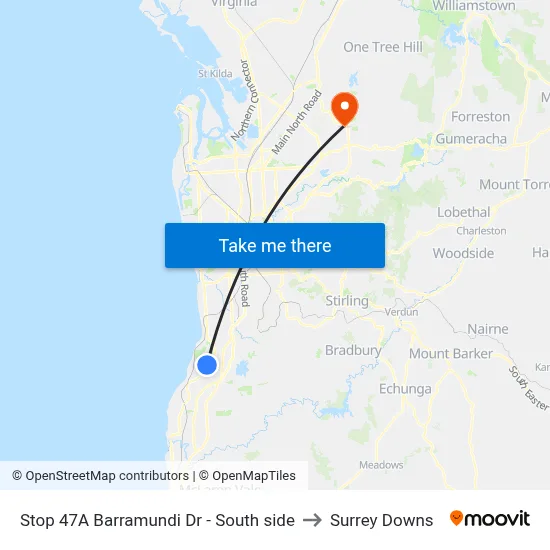 Stop 47A Barramundi Dr - South side to Surrey Downs map