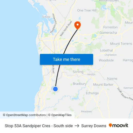 Stop 53A Sandpiper Cres - South side to Surrey Downs map