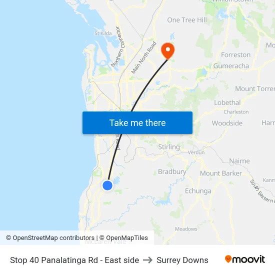 Stop 40 Panalatinga Rd - East side to Surrey Downs map