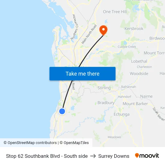 Stop 62 Southbank Blvd - South side to Surrey Downs map