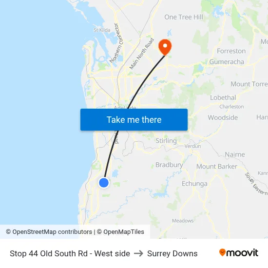 Stop 44 Old South Rd - West side to Surrey Downs map