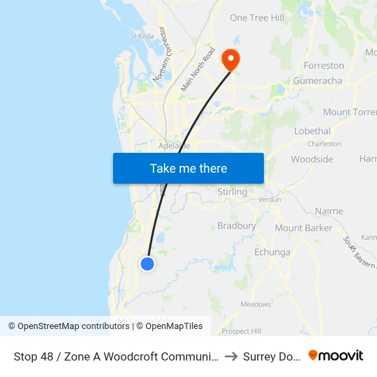 Stop 48 / Zone A Woodcroft Community Centre to Surrey Downs map