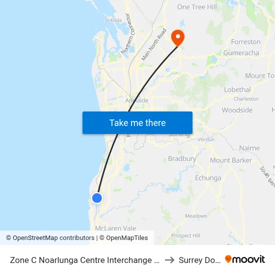 Zone C Noarlunga Centre Interchange - West side to Surrey Downs map