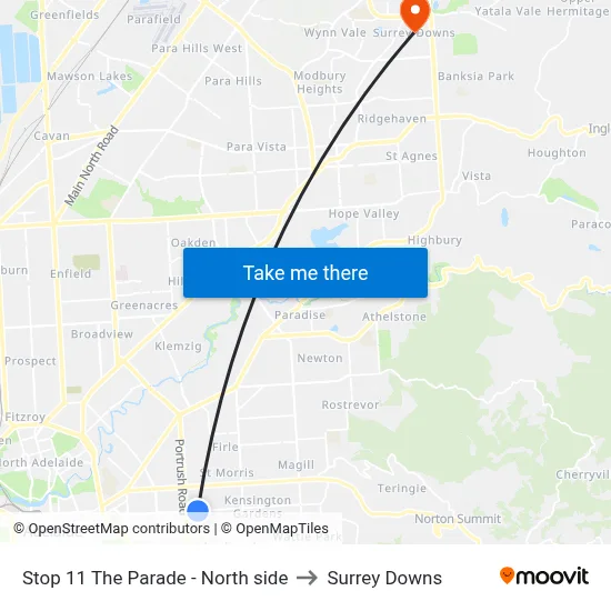 Stop 11 The Parade - North side to Surrey Downs map