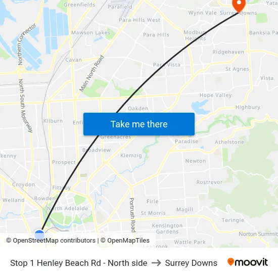 Stop 1 Henley Beach Rd - North side to Surrey Downs map
