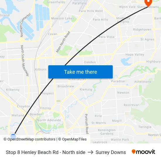 Stop 8 Henley Beach Rd - North side to Surrey Downs map