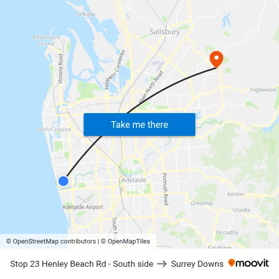Stop 23 Henley Beach Rd - South side to Surrey Downs map