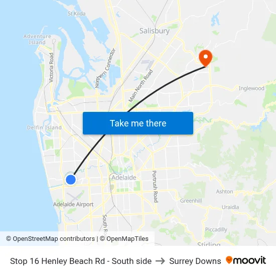 Stop 16 Henley Beach Rd - South side to Surrey Downs map