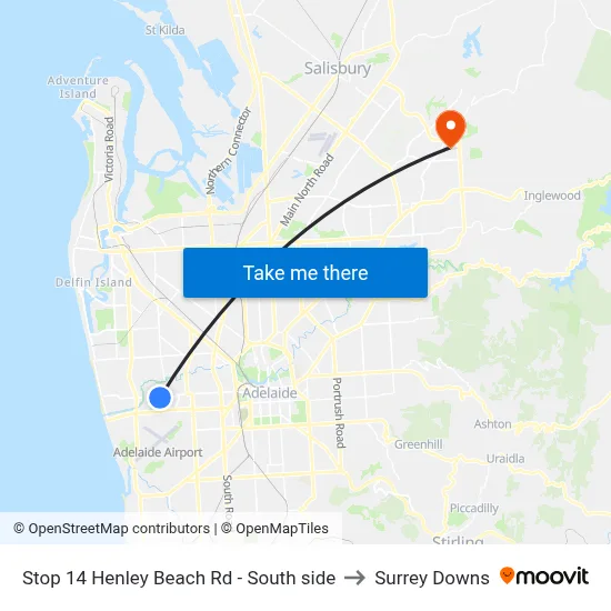 Stop 14 Henley Beach Rd - South side to Surrey Downs map