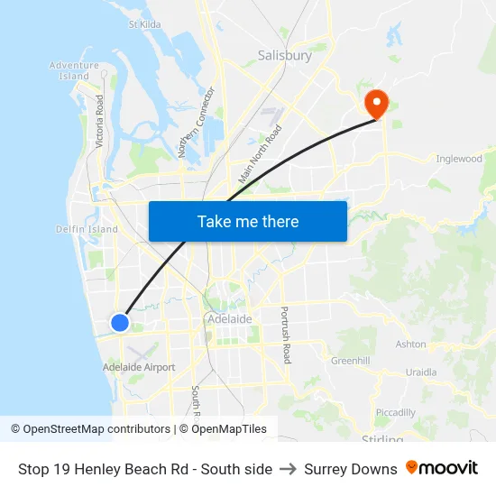 Stop 19 Henley Beach Rd - South side to Surrey Downs map
