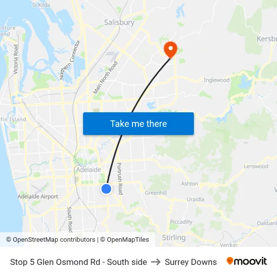 Stop 5 Glen Osmond Rd - South side to Surrey Downs map