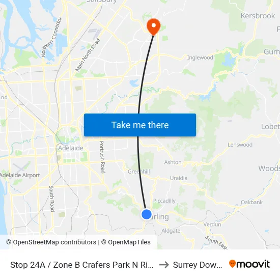 Stop 24A / Zone B Crafers Park N Ride to Surrey Downs map