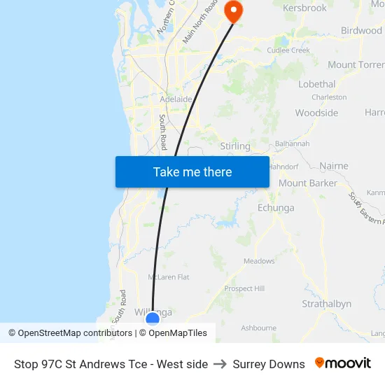 Stop 97C St Andrews Tce - West side to Surrey Downs map