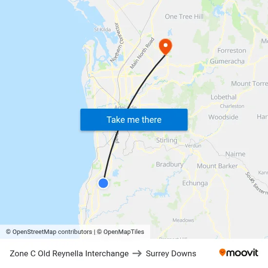 Zone C Old Reynella Interchange to Surrey Downs map