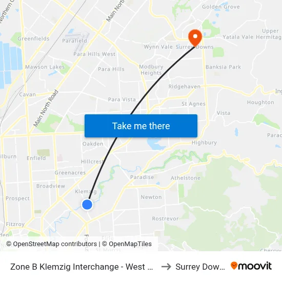 Zone B Klemzig Interchange - West side to Surrey Downs map