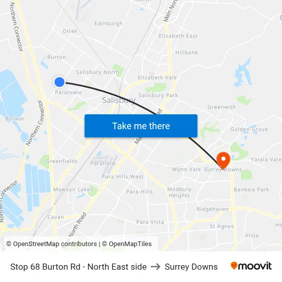 Stop 68 Burton Rd - North East side to Surrey Downs map