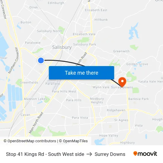 Stop 41 Kings Rd - South West side to Surrey Downs map