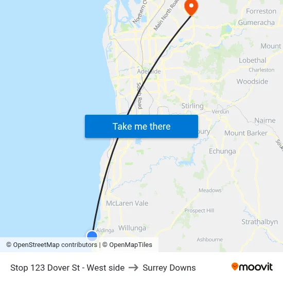 Stop 123 Dover St - West side to Surrey Downs map