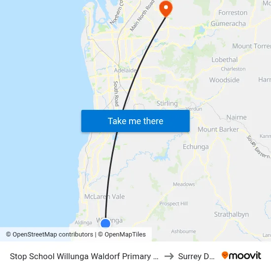 Stop School Willunga Waldorf Primary School Jay Dr to Surrey Downs map