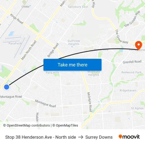 Stop 38 Henderson Ave - North side to Surrey Downs map