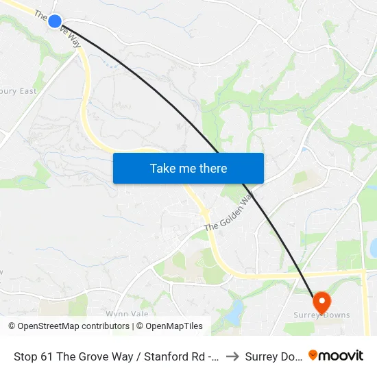 Stop 61 The Grove Way / Stanford Rd - North side to Surrey Downs map