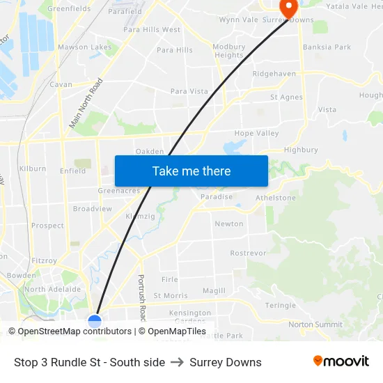 Stop 3 Rundle St - South side to Surrey Downs map