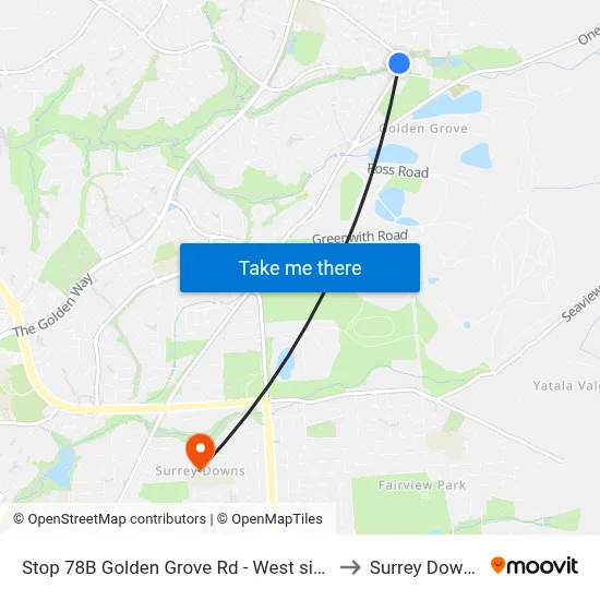 Stop 78B Golden Grove Rd - West side to Surrey Downs map
