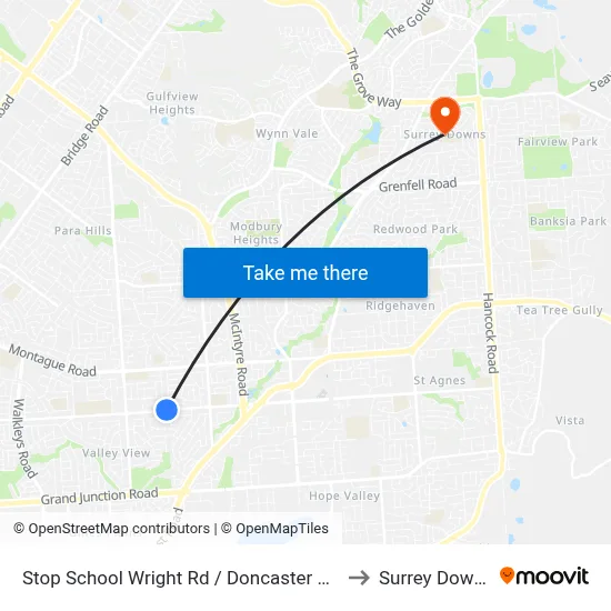 Stop School Wright Rd / Doncaster Ave to Surrey Downs map