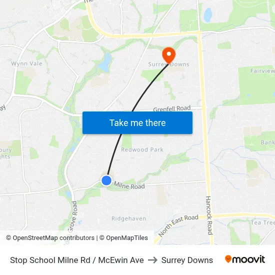 Stop School Milne Rd / McEwin Ave to Surrey Downs map