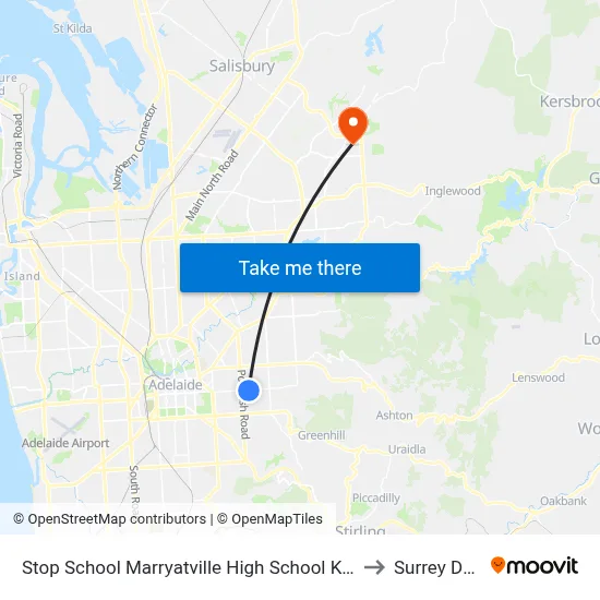 Stop School Marryatville High School Kensington Rd to Surrey Downs map