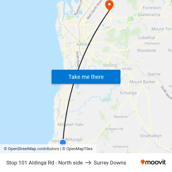 Stop 101 Aldinga Rd - North side to Surrey Downs map