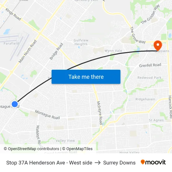 Stop 37A Henderson Ave - West side to Surrey Downs map