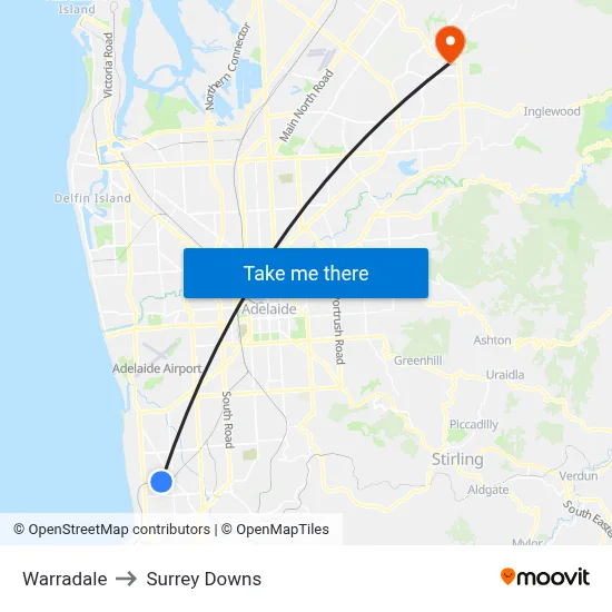 Warradale to Surrey Downs map