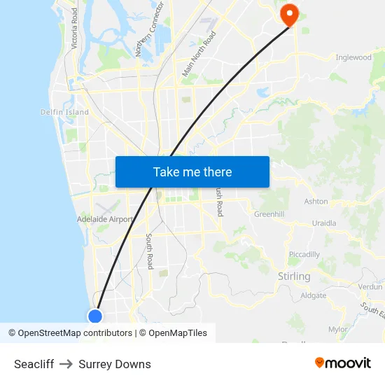 Seacliff to Surrey Downs map