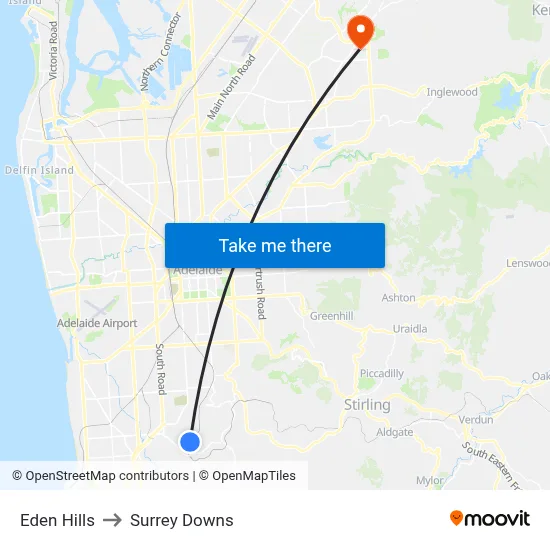 Eden Hills to Surrey Downs map