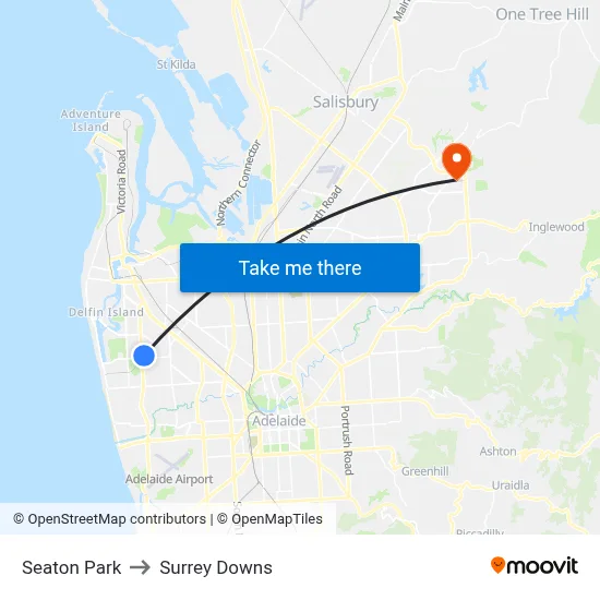 Seaton Park to Surrey Downs map