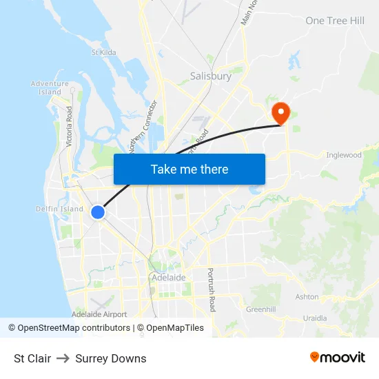 St Clair to Surrey Downs map