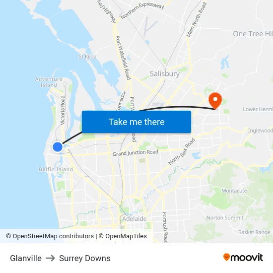 Glanville to Surrey Downs map
