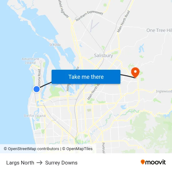 Largs North to Surrey Downs map