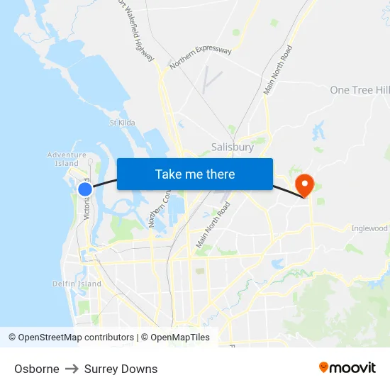Osborne to Surrey Downs map